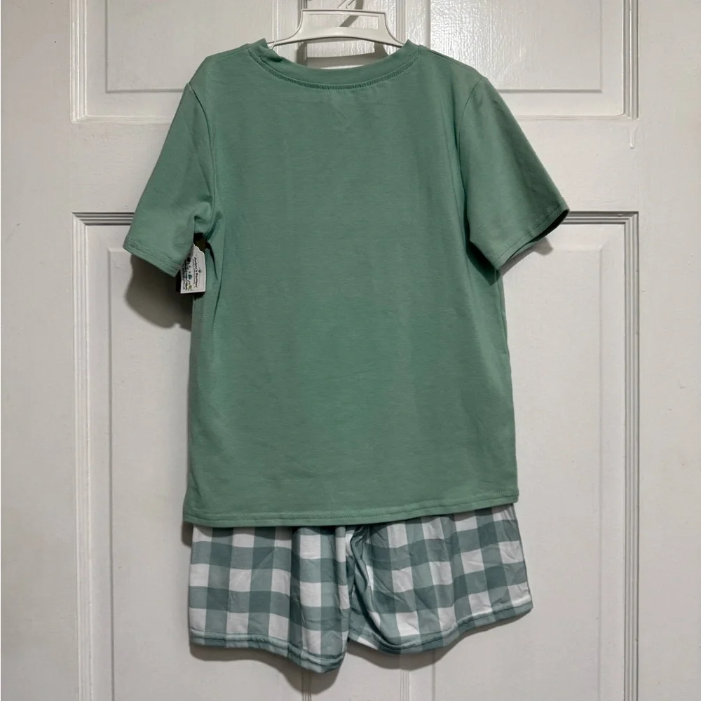NEW 7-8 Boys I Love Dad Embroidered Shorts Green Gingham‎ Fathers Day Outfit